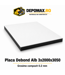 Placa BOND alb 3mm, 2000x3050mm, aluminiu 0.2mm